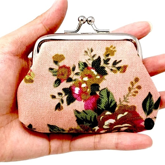 Miniature Victorian Rose Purse Bag French Kiss Clasp Storage Change Purse Pink - Picture 5 of 10